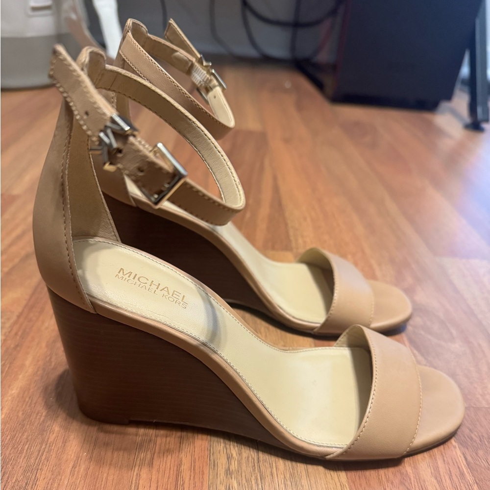 Michael Kors Beige Wedge Sandals
